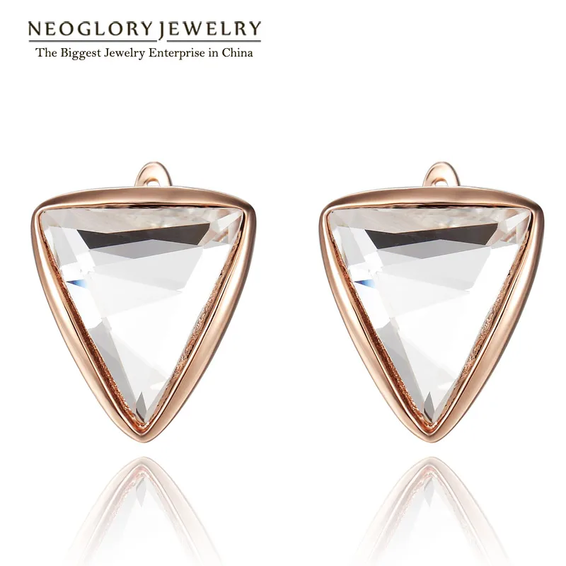 Neoglory, кристалл, розовое золото, цвет, элегантные, очаровательные серьги-гвоздики для женщин, брендовые, модные, очаровательные ювелирные изделия, новинка, JS2 JS9