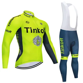 

9D Silicone! tinkoff long sleeve cycling jersey pants bicycle sports cycling autumn wear clothes set Ropa Ciclismo