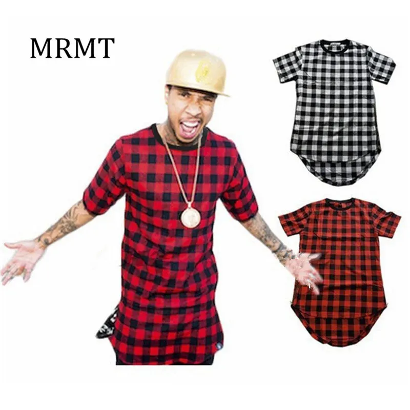 2019 Brand New Clothing Mens Checked Shirt Hip Hop plaid t shirt Zipper Hiphop Swag T-shirts Streetwear Mens Tyga male Tshirt