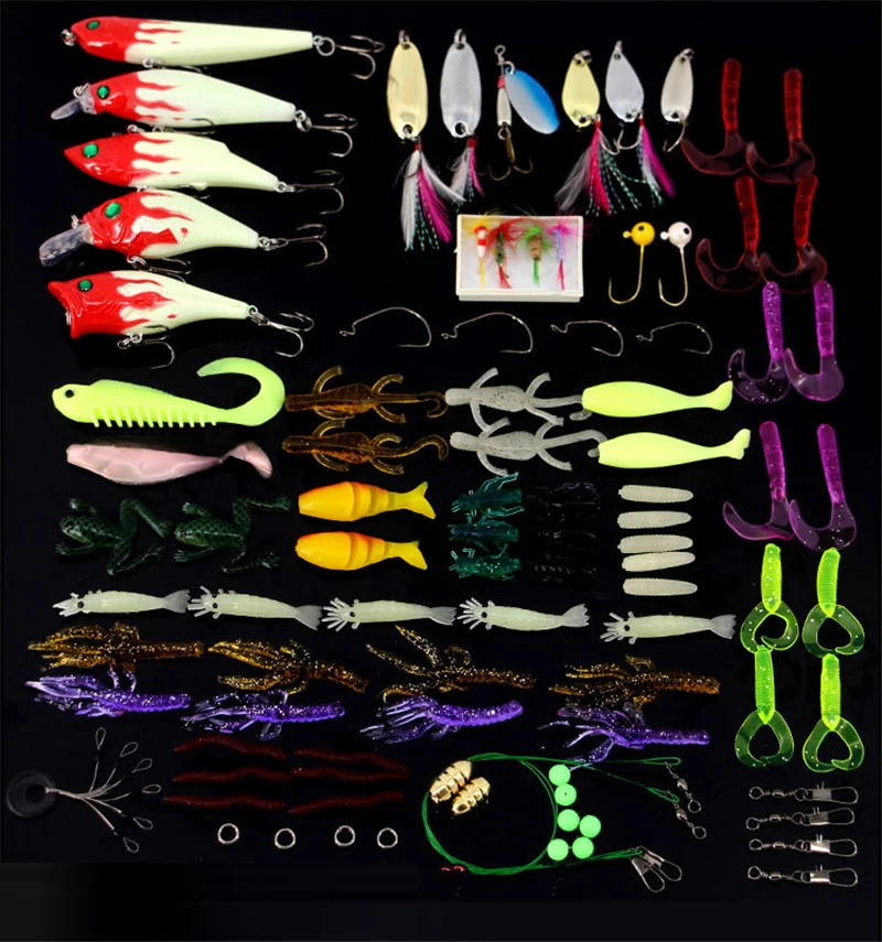 136Pcs New Leure De Peche Mixed Popper Minnow Soft VIB CrankBait Fishing Lures Set Worm Soft Lure Kit Jig Hooks Pesca In Box