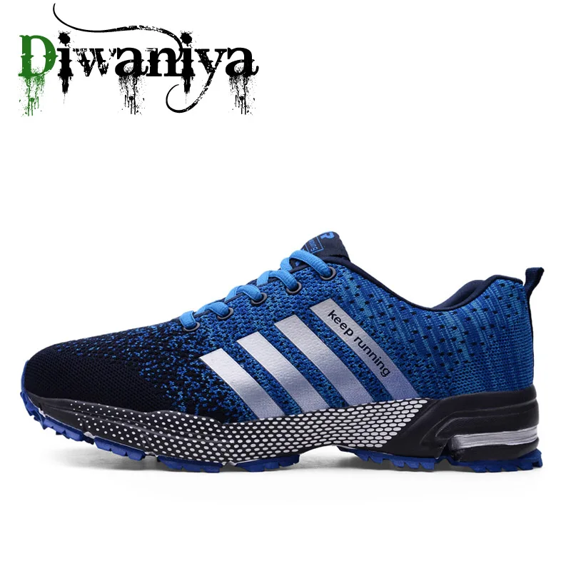 Мужская обувь для бега, дышащая уличная спортивная обувь, легкие кроссовки для женщин, удобная спортивная обувь для тренировок, 35~ 47 - Цвет: Blue