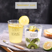 Прозрачная стеклянная чашка для молока Бытовая свежая термостойкая чашка сока для чая