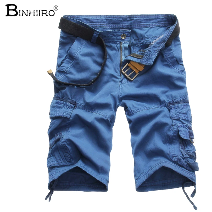 BINHIIRO бренд 2018 новый для мужчин комбинезоны для девочек Одноцветный мешок промывают рабочие шорты удобные модные повседневное пять точек