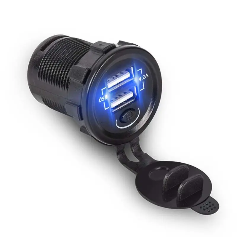 12V 24V Dual USB 5V 2.1A автомобильное зарядное устройство адаптер с выключателем питания кабель для автомобиля лодки морской Грузовик Мотоцикл Кемпер#221