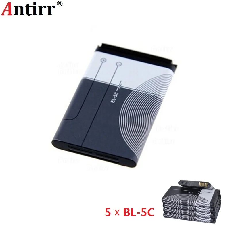 

5 Antirr Original 1020mAh BL-5C Mobile Phone Replacement Battery BL5C BL 5C For Nokia E60 n91 Li-ion 3.7V Rechargeable Batteries