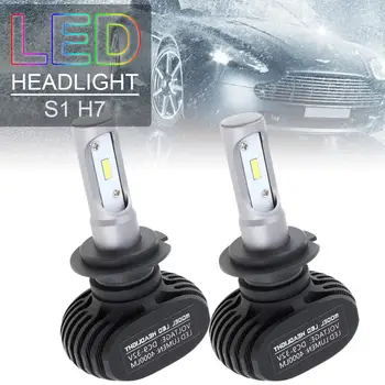 

Durable 2pcs H7 S1 50W 8000LM 6000K CSP LED Car Headlight Kit Automobile Fog Lamp Hi or Lo Light Bulbs