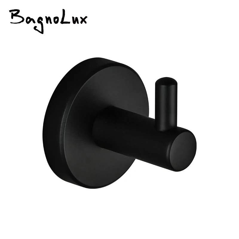

Wholesale Alba Matt Black Towel Hook Wall Mounted Coat Hanger Round Base Bathroom Accessories set Wall Mount modern Style