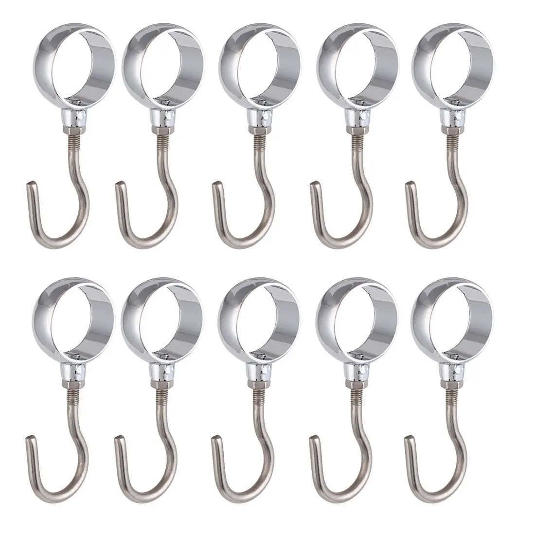 

KSOL Wardrobe 25mm Dia Tube Rod Adjustable Clothes Coat Hooks Hangers 10pcs