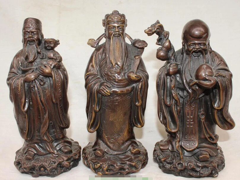 

007946 Chinese Bronze Sanqing view 3 Gods Set