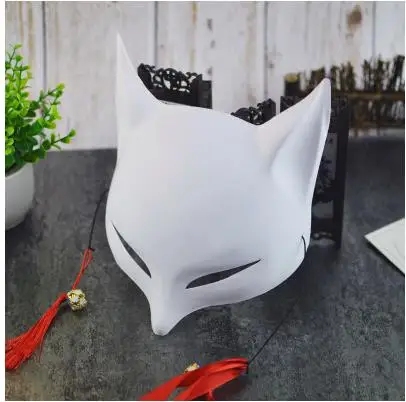

Halloween Men And Women Half Fox Face Mask Hand-Painted Japanese Style Cat Anime Cosplay Masquerade Mask High Quality