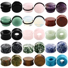 2 шт каменные тоннели для ушей смешанные стили полые одиночные расклешенные ушные телесные датчики пирсинг ушные расширители носилки унисекс ювелирные изделия