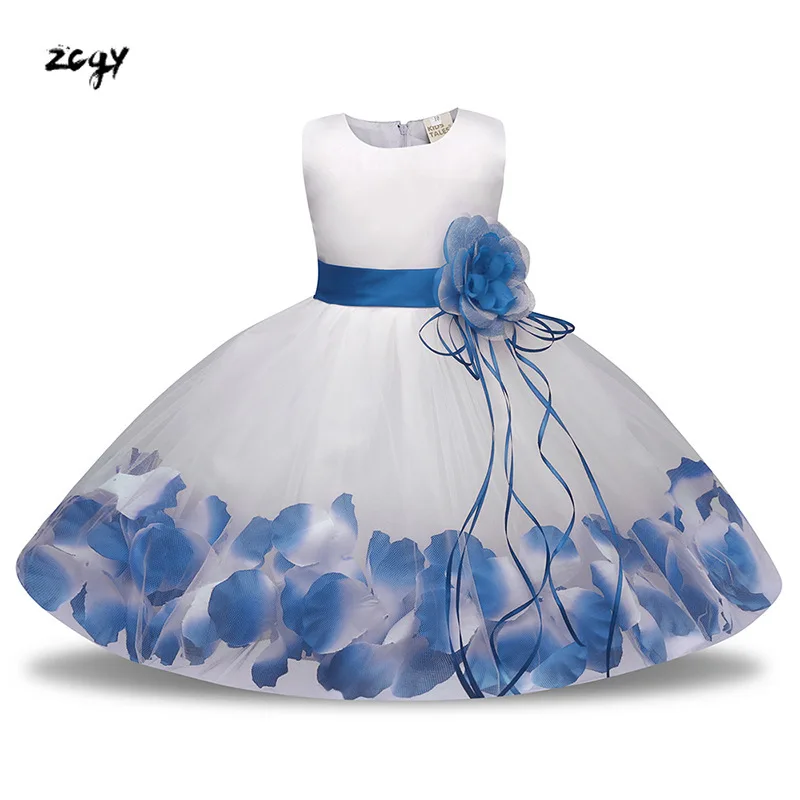 Infant Girl Flower Petals Dress Children Bridesmaid kids Toddler