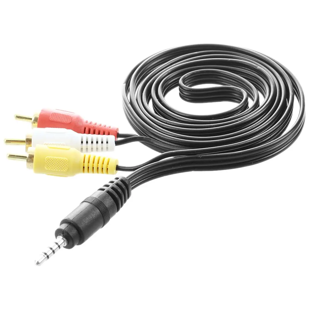 4.9ft Long 3.5mm Jack to 3 RCA Male Adapter AV Extension Cable for TV