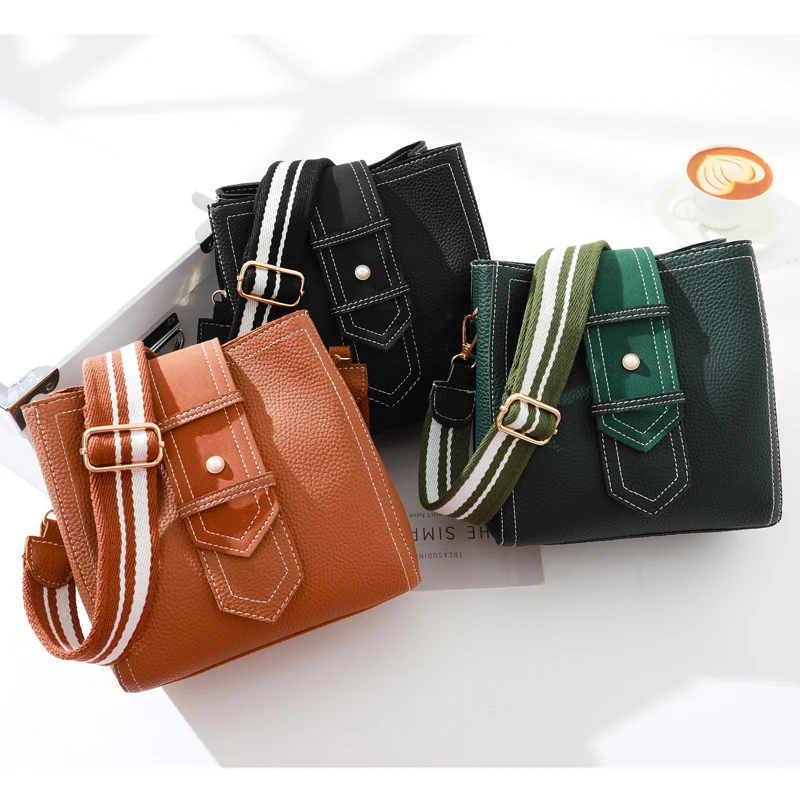 

bucket bag women Korean version of the wild small fairy slung women leather handbags crossbody crossbody shoulder messenger bags