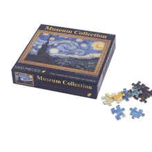 1000 шт. детский Паззл-конструктор, игрушка, художественное галларное масло, известная мировая живопись, Обучающие Развивающие игрушки, флуоресцентные пазлы, подарки