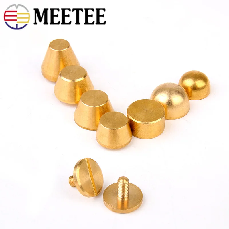 

10pcs DIY Sew Leather Carving Leather Luggage Accessories Buckle Pure Copper Foot Nails Bottom Screw Bucket Nail BD056