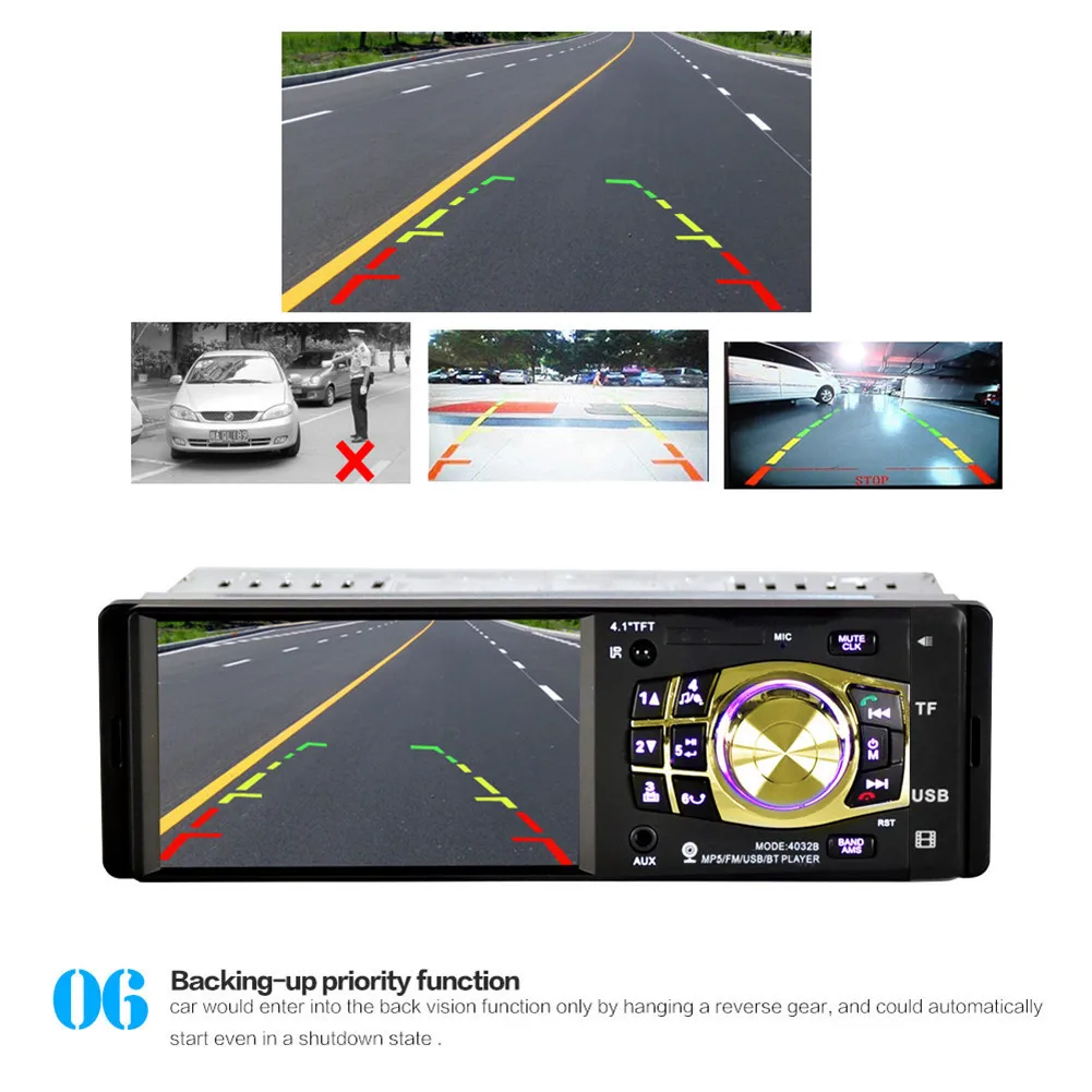 

2017 New Car FM Bluetooth Radio Player Auto 4.1" Screen HD USB Video MP3 Mp4 Mp5 Player For Stereo Music With Rear view Camera
