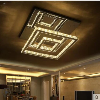 

Living room lamp rectangular home atmospheric crystal lamp simple modern restaurant lights led suction hanging dual lamp led