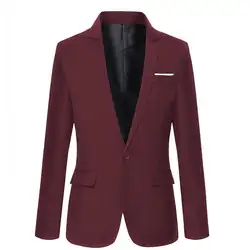 Для мужчин Slim Fit Повседневное Бизнес одноцветное Цвет Блейзер Куртка Осенняя верхняя одежда