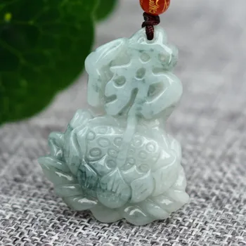 

(certificate)100% Natural Light green Jadeite Pendant Carved Lotus Buddha Head Pendant Necklace Women Men's Fashion Jewelry