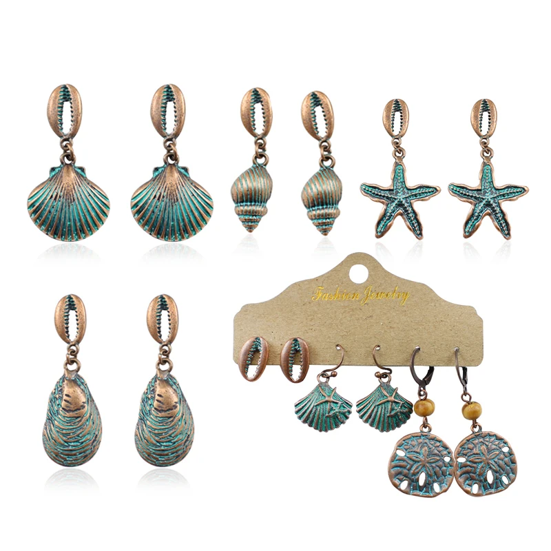 

Exquisite Starfish Shell Pearl Conch Metal Earrings Drop Earring Ocean Wind For Women Beach Seaside Holiday Jewelry Brincos
