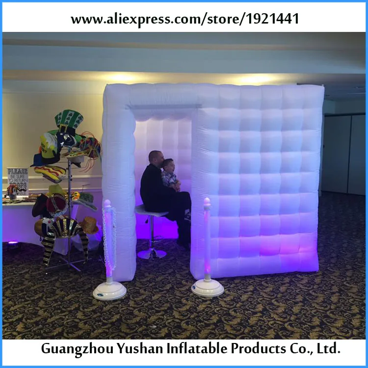 Perfect News 8.2ft*5.9ft*7.38ft mini Inflatable photo booth party Backdrop stand  with LED strip on bottom Inflatable Tent For party 1