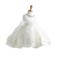 BBWOWLIN Baby Clothes Flower Gil Dress First Communion Dresses White Ivory Bow for Birthday Party Wedding
