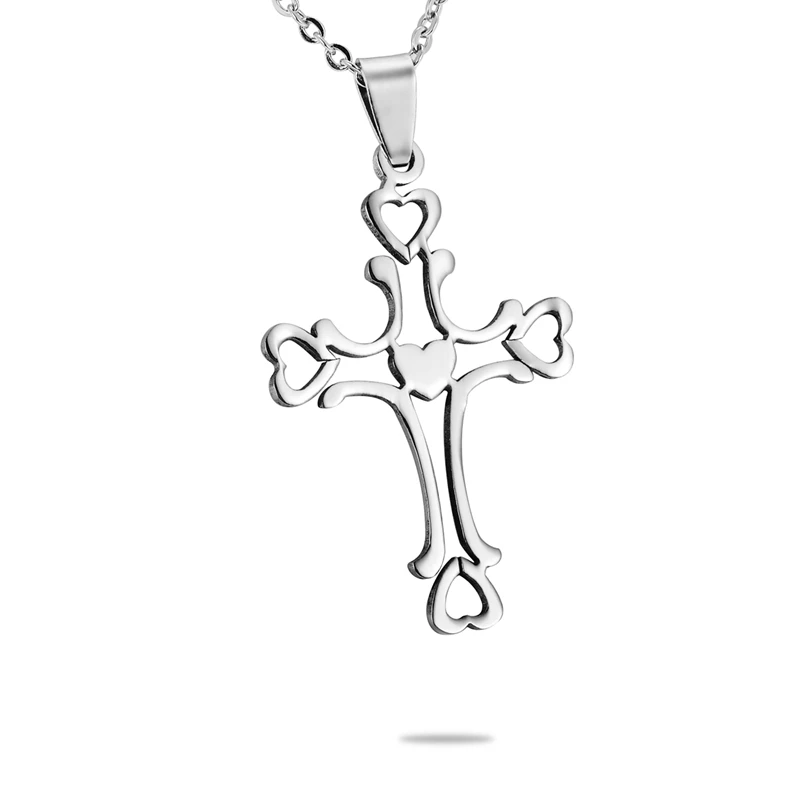 

LASPERAL 1PC Hollow Cross Stainless Steel Pendant Heart Pattern For Necklace Women Men DIY Jewelry Unique Design No Chain