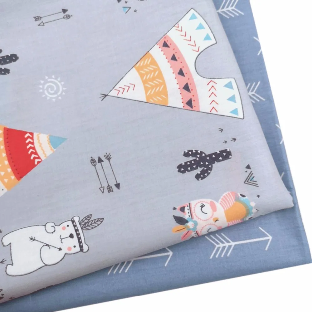

Grey Animal Bear Arrow Printed Twill Cotton Fabric Patchwork Cloth for DIY Sewing Quilting Fat Quarters Material For Baby&Child