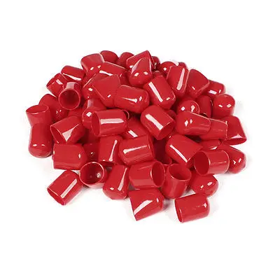 

80 Pcs 30mm Height 20mm Inner Dia Round Tip Red PVC Insulated End Caps