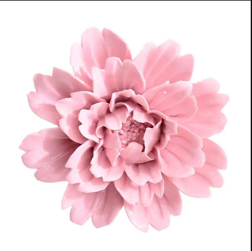 Pastoral 3D Ceramic Flower Wall Sticker Crafts Restaurant Bar Wall Hanging Ornaments Home Livingroom Mural Decoration Art