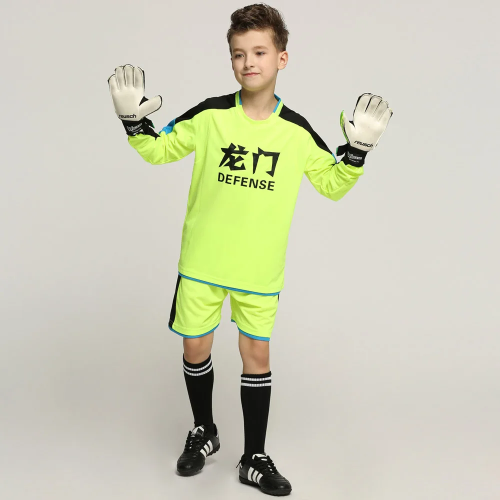 

Kids Football Jerseys Soccer Sets GoalKeeper Training Team Uniform Futbol Training Protection Shirt Long Sleeves can Customize