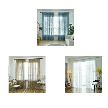 

Rattan Plum Blossom Leaf Embroidered Voile Curtain Tulle Window Drapery Gauze Sheer Drapes Careful Sewing Edge