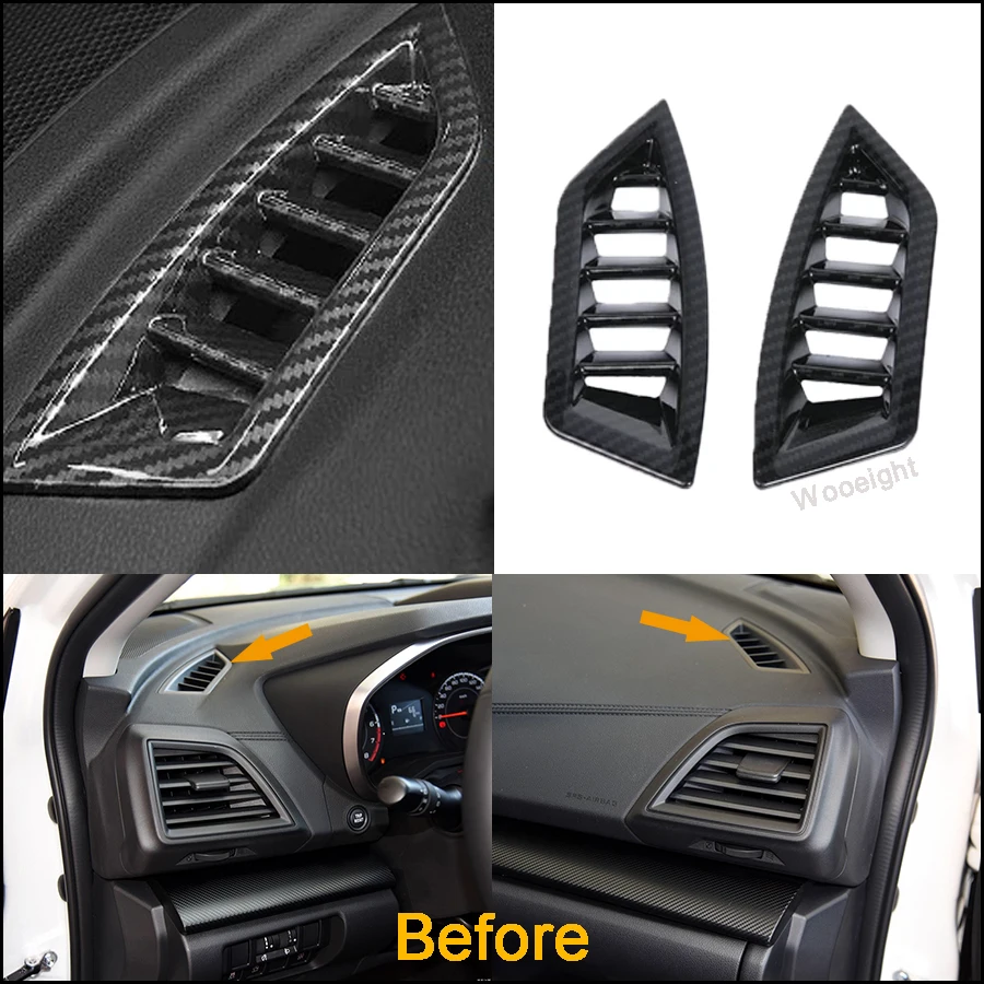 New ABS Car Interior Dashboard Air Vent Outlet Trims Overlay Carbo Fiber Control Panel Cover For Subaru XV Crosstrek 2018 (3)