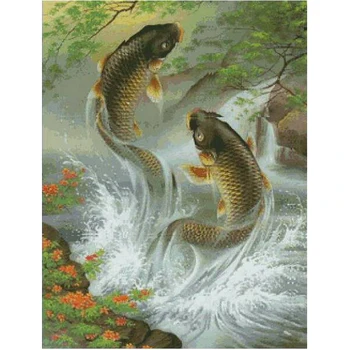 

Like a duck to water Diamond Painting two fish New Painting Living Room Square rhinestones cross-stitch crystal embroidery #BR10
