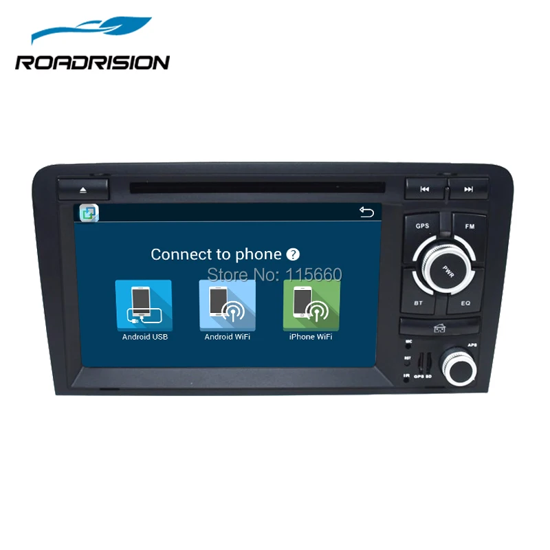 RoadRision 2din 7 дюймов Автомобильный dvd-плеер Android 6,0 для Audi A3 2002-2011 с Canbus Wi-Fi gps Навигация Авто Радио Данные беспроводного обмена