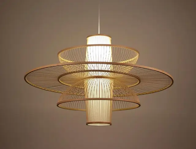 Pastoral Rattan pendant lamp Wooden Japanese Bamboo