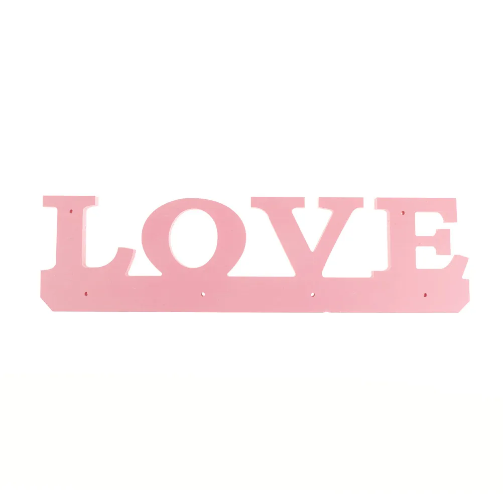 MENGXIANG вешалка в форме слова "любовь" 4 крючка новая дверная вешалка крючки для ключей одежда сумка держатель Деревянный на стену ванная комната розовый - Цвет: Розовый
