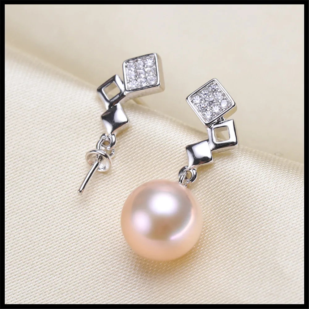 

Earrings Mount Pearl Accessories 925 Silver Earrings Jewelry DIY making No Pearl