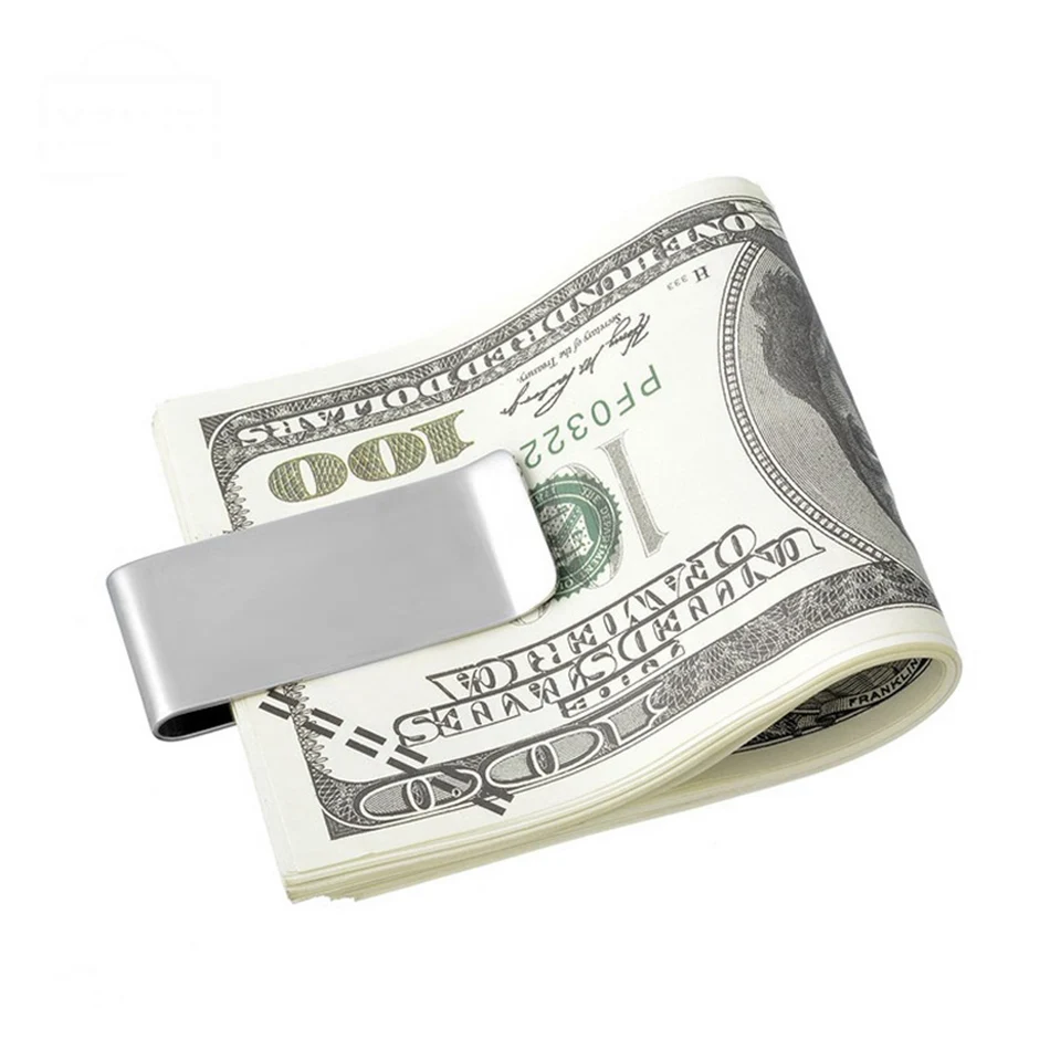 Fashion Metallic Money Clip Wallet Men Simple Gold Silver Dollar Cash Clamp Holder Wallet Man Gift