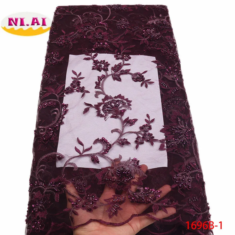 

Nigerian Lace Fabric 2018 High Quality Lace French Tulle Lace Fabric With Stones Party Dress African Lace Material XY1696B-1