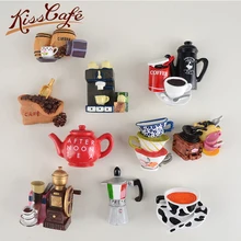 Милые Креативные 3D кофейные аксессуары магнит на холодильник мультфильм Мока горшок кофейная чашка в форме магнитной ноты адсорбции украшения