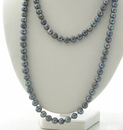 

ddh003485 Long 51"Genuine black FW Cultured pearl necklace
