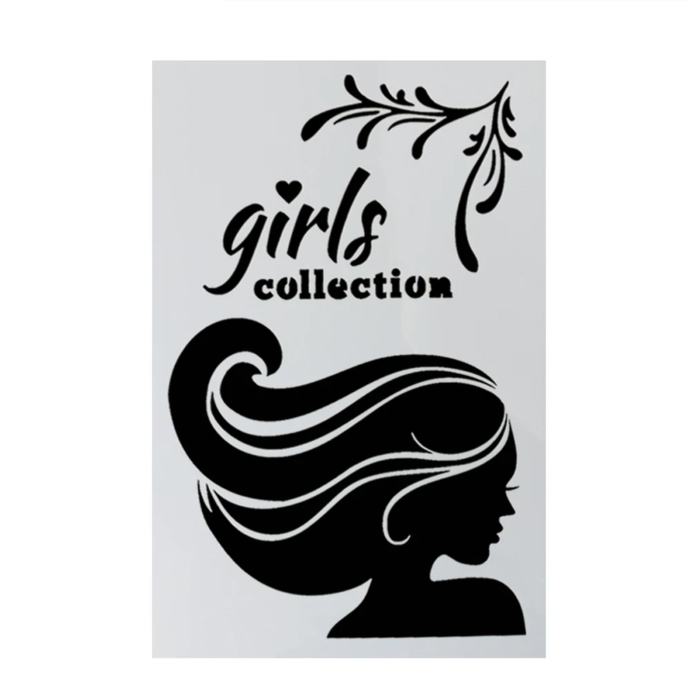 beautiful long hair girl Layering Stencils For Walls Painting