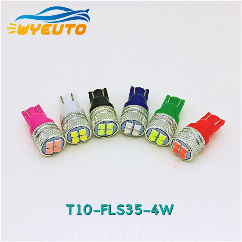 

10pcs white red blue green yellow ice blue powder T10 4W high power width light license plate light indoor light small lamp 12v