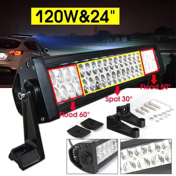 

24Inch Led Light Bar Work Lights 12v Spot Flood Combo Beam for Truck Tractor ATV SUV 120W 40 LED Offroad Headlights