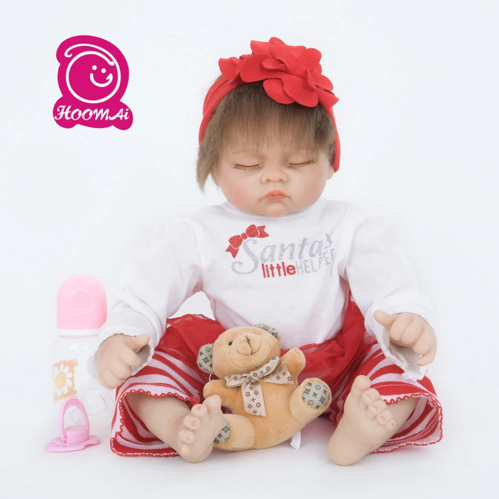 55 см Экологически чистая ткань тела силикона Reborn Baby Doll реалистичный
