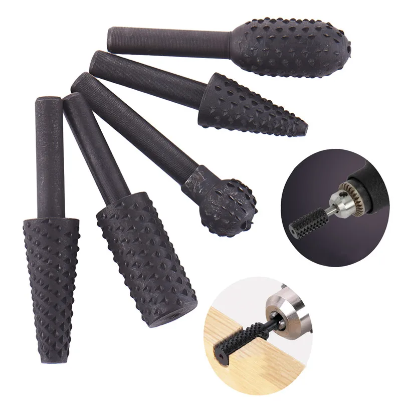 

5pcs hss Power Tools Woodworking rasp chisel shaped rotating embossed grinding head power tool engraving pattern cutter milling