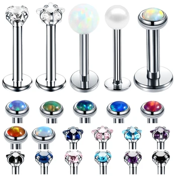 

1PC 16G Steel Crystal Gem Labret Monore Ring Round Star Ear Piercing Stud Helix Tragus Rings Orelha Cartilagem Sexy Girl Jewelry