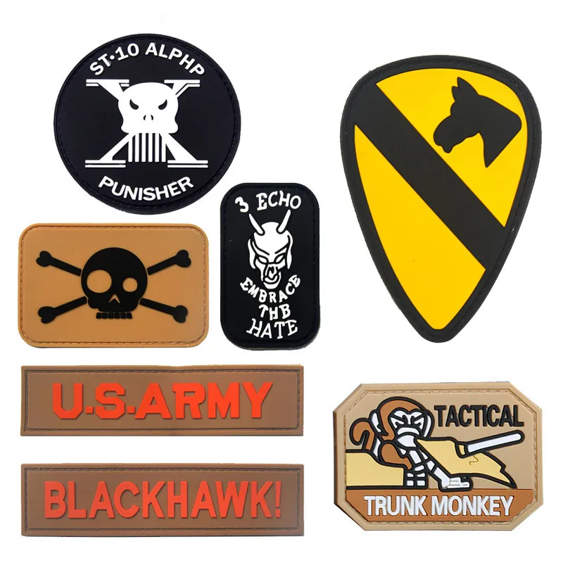 

Military Tactical Armband PVC USARMY BLACKHAWK Letter Rubber Morale Patch Hat Badge Hook Brassard Emblem DIY For Bag Backpack
